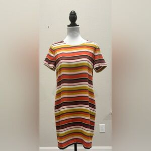 Adrienne Vittadini Multi-colored Striped Shift Dress.